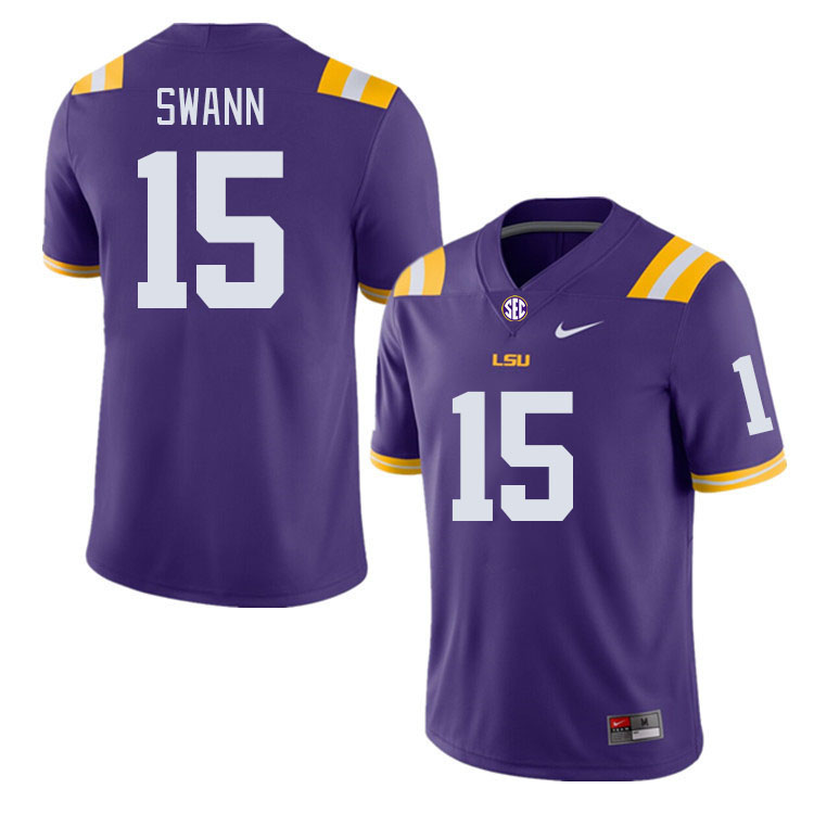 Men #15 AJ Swann LSU Tigers College Football Jerseys Stitched-Purple